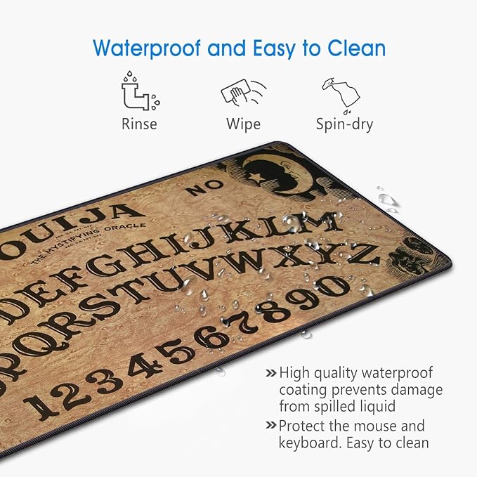 Desk Pad Mat Gaming Mouse Pads with Coasters Set, Stitched Edges Design Mouse Pad XXL Large Mouse Pad for Laptop Computers Retro Ouija Board Desk Writing Mat for Office & Home 31.5x 11.8