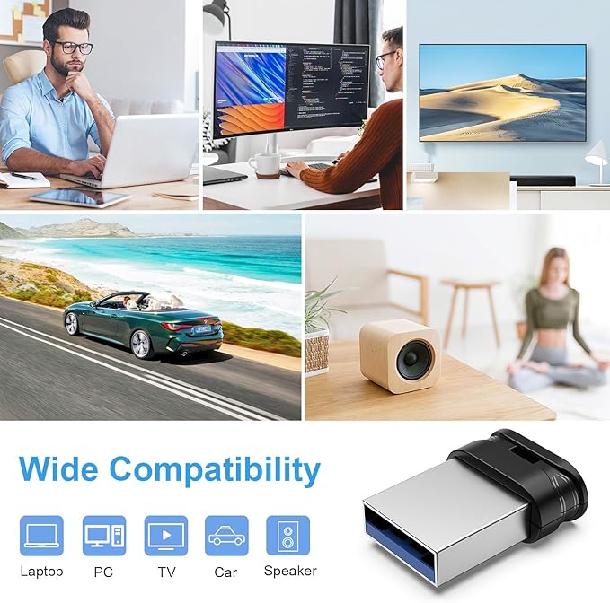 RAOYI USB Stick 256GB USB 3.0 Flash Drive with Lanyard, 256G Mini Fit Memory Stick Ultra Slim Thumb Drive Zip Drive for PC Desktop-Black