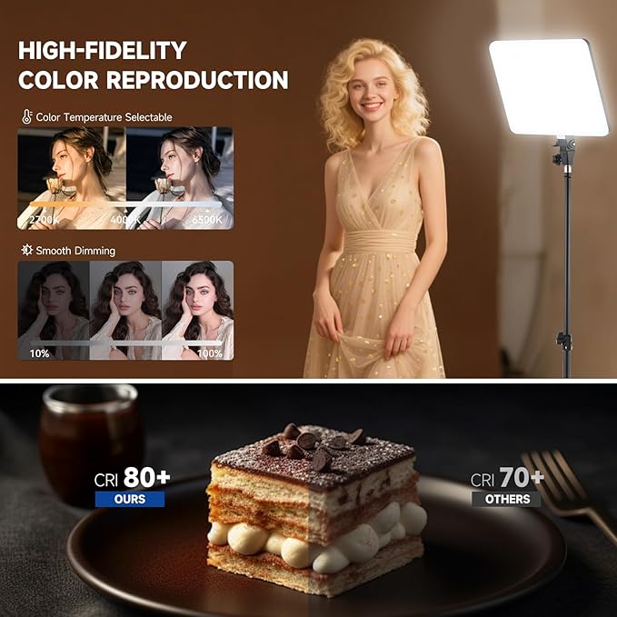 2-Pack LED Video Light Kit, 14 Inch 2700K-6500K Studio Lights with 70.8" Tripod Stand, Photography Lighting Kit with Phone Holder, 50W Stream Light for Video Recording, Photography, YouTube, TikTok