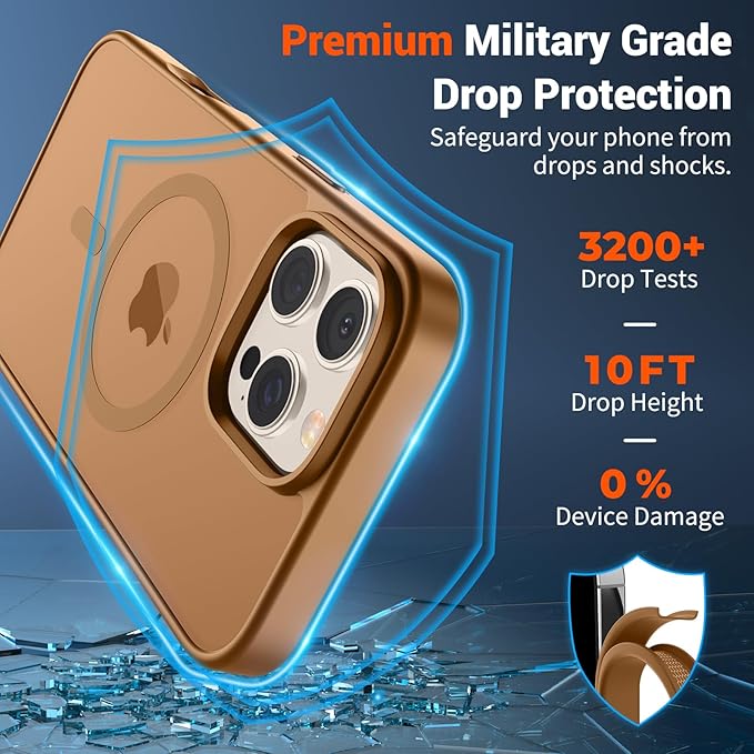 SUPFINE Magnetic for iPhone 16 Pro Max Case (Compatible with MagSafe) (Military Grade Drop Protection) Slim Translucent Matte Shockproof with Anti-Fingerprint Phone Case,Brown