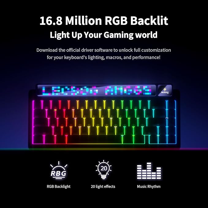 x Aula AMG65 Mechanical Gaming Keyboard with Dual Screen, 65% Wireless Small Custom Keyboard RGB, Bluetooth/2.4G/Wired, Rapid Trigger, Hot Swappable for Windows Laptop PC Mac - Purple