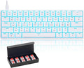 CHONCHOW 60% Mechanical Keyboard Gaming RGB Backlit with app Compact 61 Key Portable Mini Keyboard Blue MX Switch Compatible with Windows iMac Laptop PC Computer Office Gamer (White, red Switch)