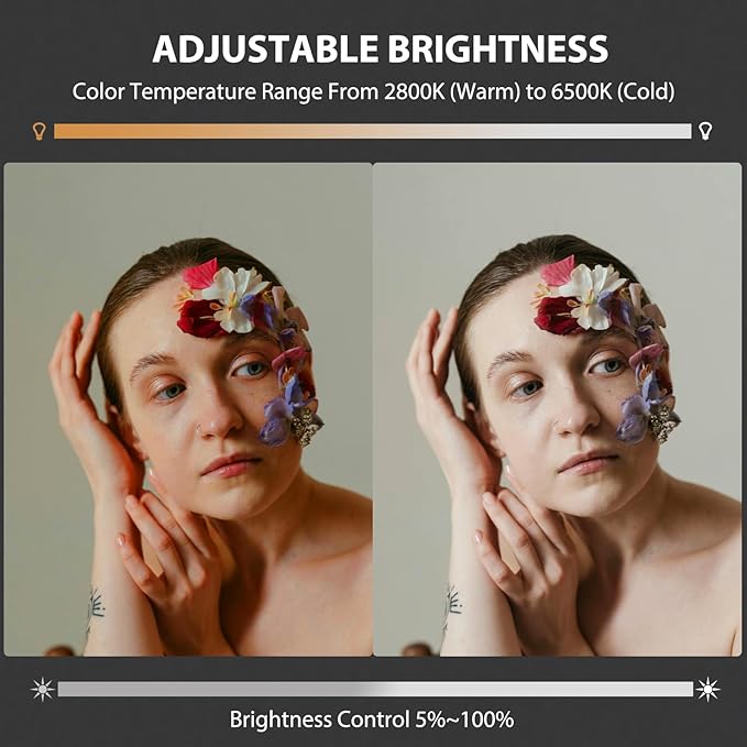 60W COB LED Video Light Handheld Portable with 8000 mAh Battery Dual-Color Photography Lighting Spotlight for Studio, Streaming, Phone Video, 2800K-6500K, 8 Lighting Effects, CRI ≥95