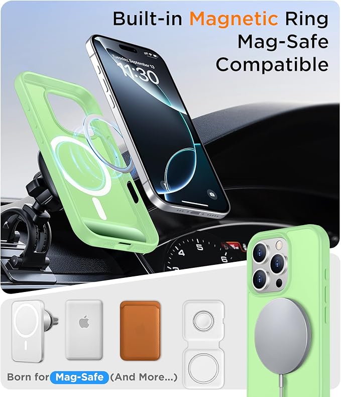 Magnetic Compatible with iPhone 16 Pro Max Case, [Built-in Invisible Kickstand][Compatible with MagSafe][Military Grade Shockproof] Slim Translucent Matte Phone Case for iPhone 16 Pro Max 6.9"