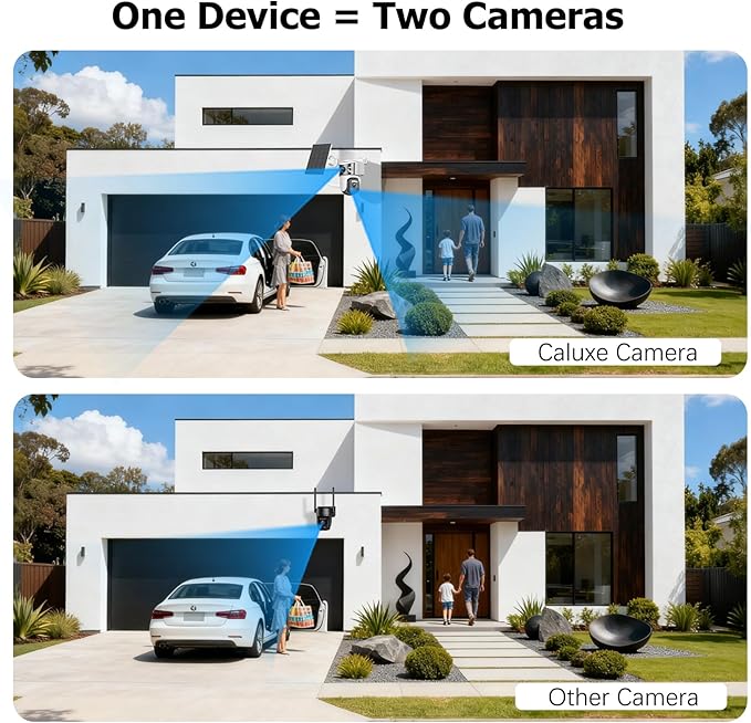 Dual Lens Security Cameras Wireless Outdoor, Solar-Powered Home Security Camera with 6MP Color Night Vision, 2-Way Audio, PIR Motion Alarm, 5GHz/2.4Hz WiFi, Spotlight Siren, Waterproof