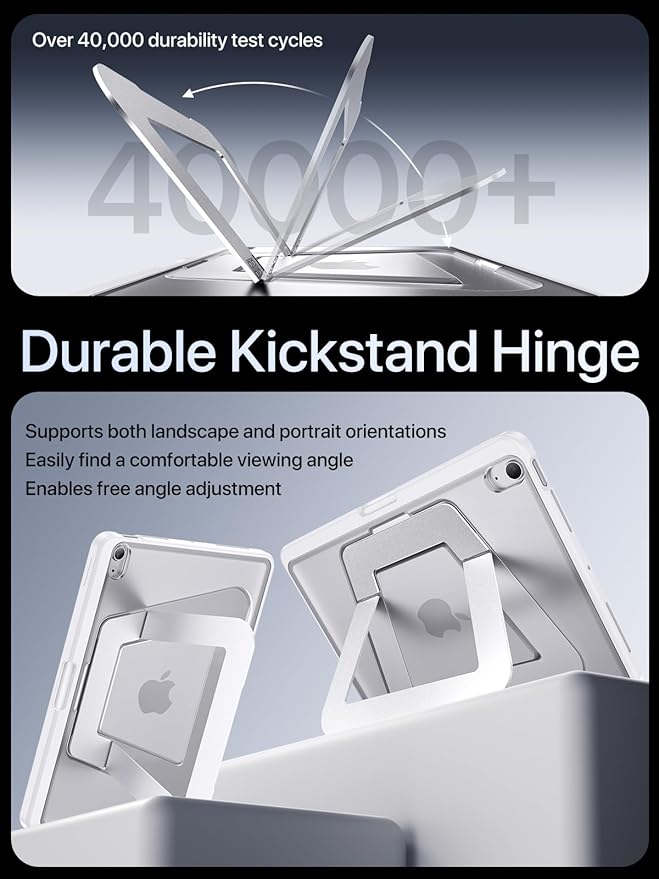 Case for iPad Air 11 inch M4/M3/M2(2026/2025/2024), iPad Air 4/5th Generation, Dual Multi-Angle Adjustable Kickstand Full Protective Case with Built-in Pencil Holder (White, iPad Air 11 inch)