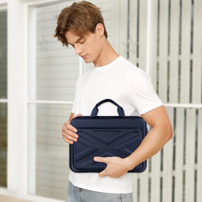 MOSISO 15.6-16 inch Laptop Hard Case, 15 inch Shockproof Waterproof Laptop Case Hard Shell Compatible with MacBook HP Dell, Carrying Sleeve Computer Bag with Sturdy Handle&Front Pocket&Belt, Navy Blue