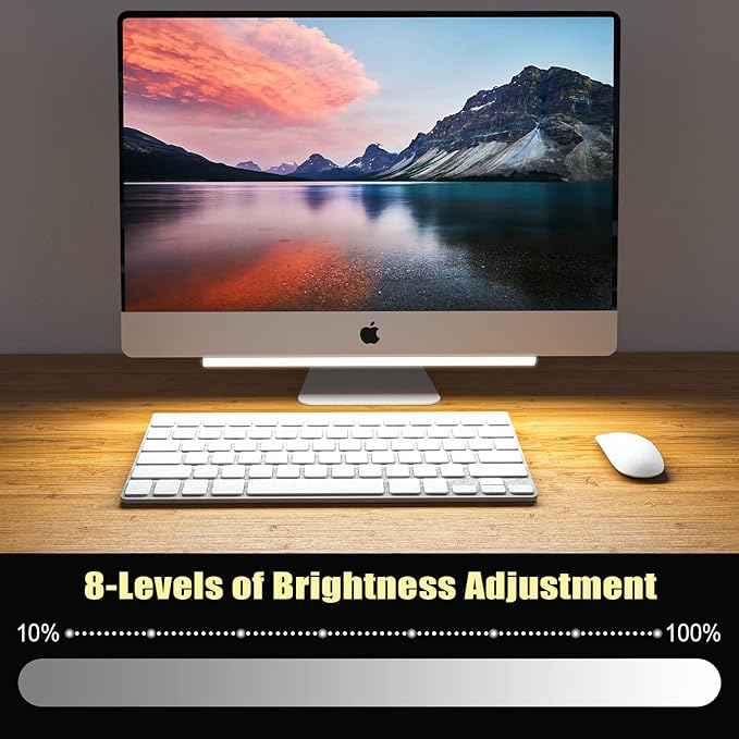 2-in-1 Under Monitor Light Bar, 2 PCS Screenbar Light Desk Lamp Computer with Remote Controller Color Changing, LED Dynamic Rainbow Effect USB Powered for PC Setup, Keyboard Light, Gaming Room