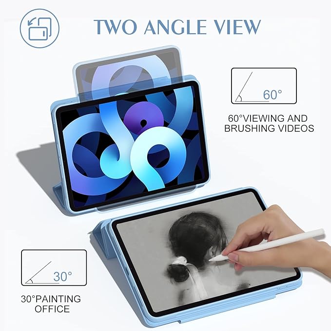 ZENLU iPad Pro 11" M4 M5 Case with Removable Magnetic Folio Cover, Premium PU Leather, Multiple Angles Stand, Pencil Slot Charging Support, Full Protective Case for iPad Pro 11" 2025 2024 (Blue)