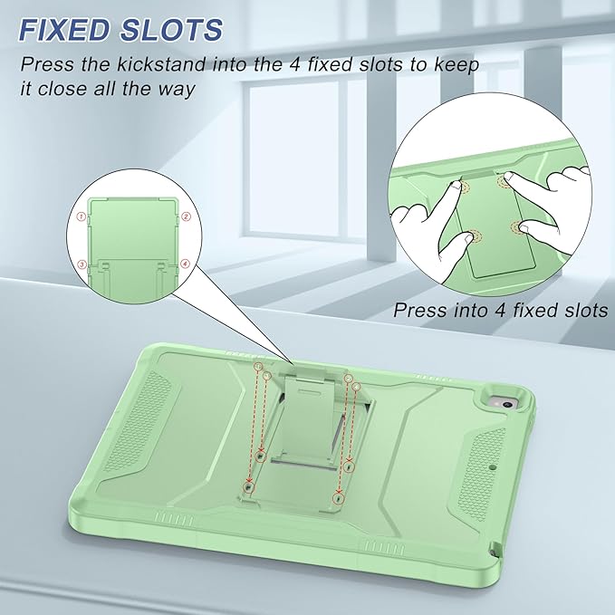 Soke Case for iPad 6th/5th Generation 9.7 Inch 2018/2017,with Built-in Screen Protector and Kickstand, Rugged Full-Body Heavy Duty Protective Cover for Apple iPad Air 2 /Pro 9.7 - Matcha Green