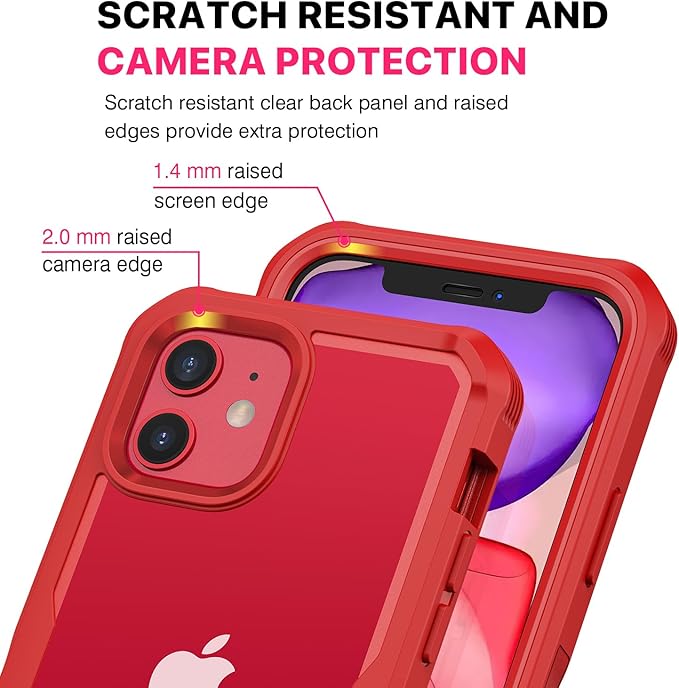 CENHUFO Privacy for iPhone 11 Case, Full Body Phone Case with Built-in 9H Tempered Glass Privacy Screen Protector and Camera Lens Protector, Anti Peep Spy Shockproof Bumper Clear Cover - Red