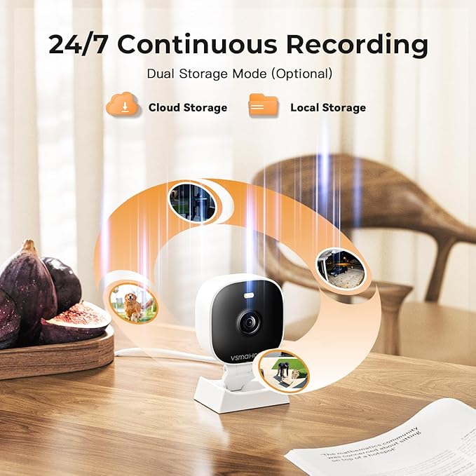 2K Cameras for Home Security,Indoor/Outdoor for Baby/Elder/Pet Monitoring with Phone app,Wired Plug&Play,Color Night Vision,2-Way Audio & 24/7 Recording,Support 128G Card ( Not Included),4-Pack