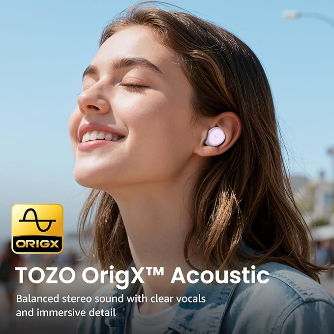 TOZO A1 Wireless Earbuds Bluetooth 5.3 Light Weight in Ear IPX5 Waterproof Headphones 2 Mic for AI Calls, Immersive Premium Sound Bass Headset with Charging Case, 32 Presets EQ Customization via App