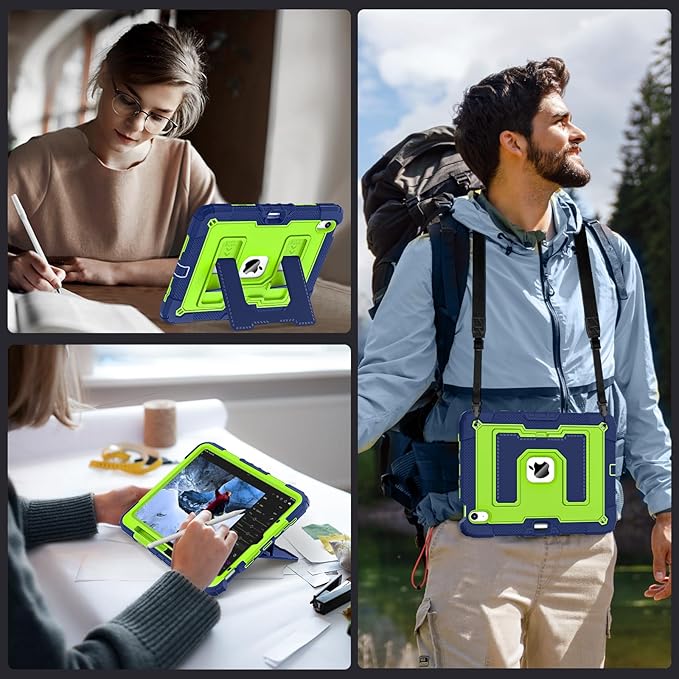 for iPad Air 11 Inch M4 (2026) /M3 (2025) /M2 (2024) iPad Air 5th/4th Generation Case 10.9 Inch (2022/2020),Military Grade Shockproof iPad Case Air 11 Inch with Pencil Holder, Navy Green