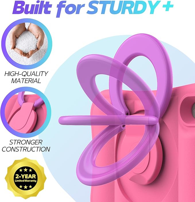 Kids Case for iPad mini 7 (A17 Pro) 2024 / Mini 6th Gen 2021 8.3 inch – Lightweight Flexible Shockproof Rotating Stand Handle Rugged Cover for iPad mini 7th 6 Generation Girls Boys, Pink