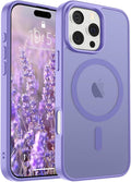 SUPFINE Magnetic for iPhone 16 Pro Case (Compatible with MagSafe) (Military Grade Drop Protection) Slim Translucent Matte Shockproof with Anti-Fingerprint Phone Case,Purple