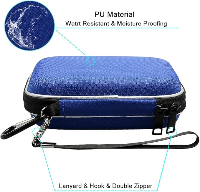 Lacdo Hard Drive Carrying Case for Western Digital WD My Passport/WD Elements/My Passport Ultra Portable External Hard Drive 1TB 2TB 3TB 4TB 5TB 6TB USB 3.0 2.5 inch HDD Travel Bag, Blue