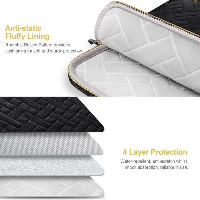 Lacdo 13 Inch Laptop Sleeve Case for 13 inch MacBook Air M5 A3449 (2026), M4 A3240 2025, M3 A3113, M2 A2681, M1 A2337 A2179 A1932 | 13 inch MacBook Neo A18 Pro A3404 (2026) Computer Bag, Elegant Black