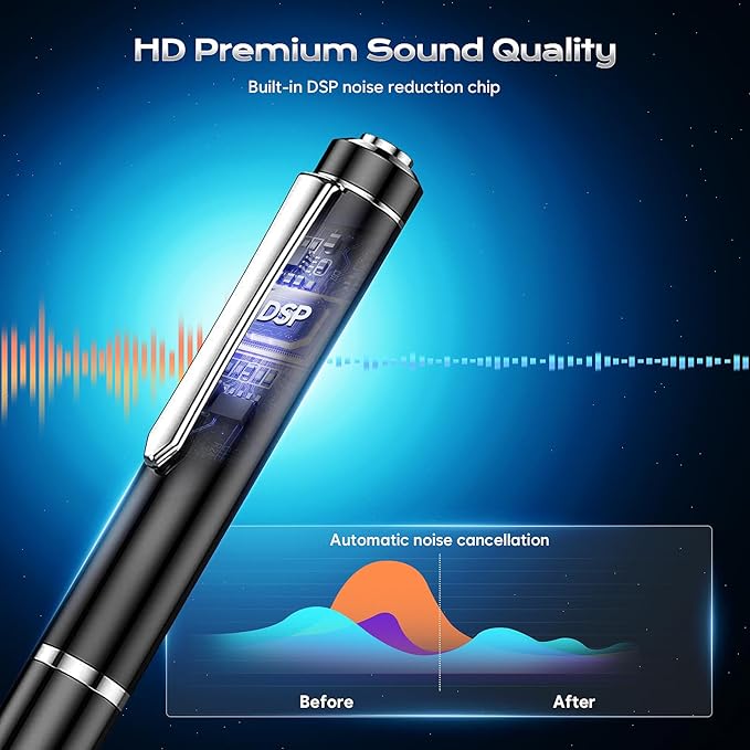 64GB Digital Voice Recorder - ZIPCIDE Digital Voice Activated Recorder with AI-Intelligent Noise Reduction, Voice Activated Sound Audio Tap Recorder Device for Lectures Meetings, Work, Interviews