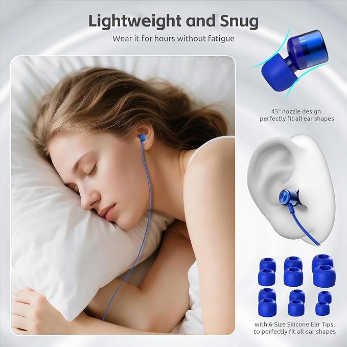 MORMOQUE EP-06 Wired Earbuds in-Ear Earphones,Build-in Microphone Noise Isolating Headphones,3.5mm Jack 4.9ft Long Cord Ear Buds,HD Bass Audio,with 6 Ear Tips,for Smartphones/Laptop/Computer Etc-Blue