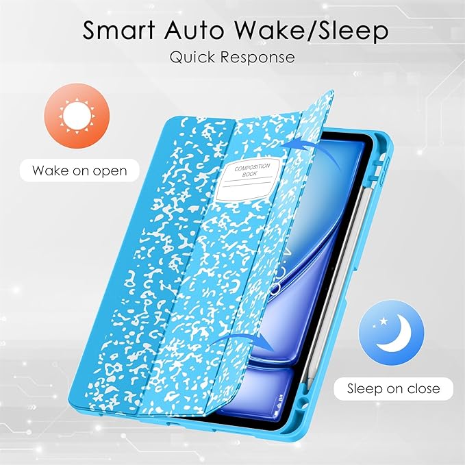 Soke Case for New iPad Air 11 Inch (M4/M3/M2, 2026-2024), iPad Air 5th/4th Generation 10.9 Inch (2020-2022) with Pencil Holder, Soft TPU Back Cover & Auto Sleep/Wake, Book Blue