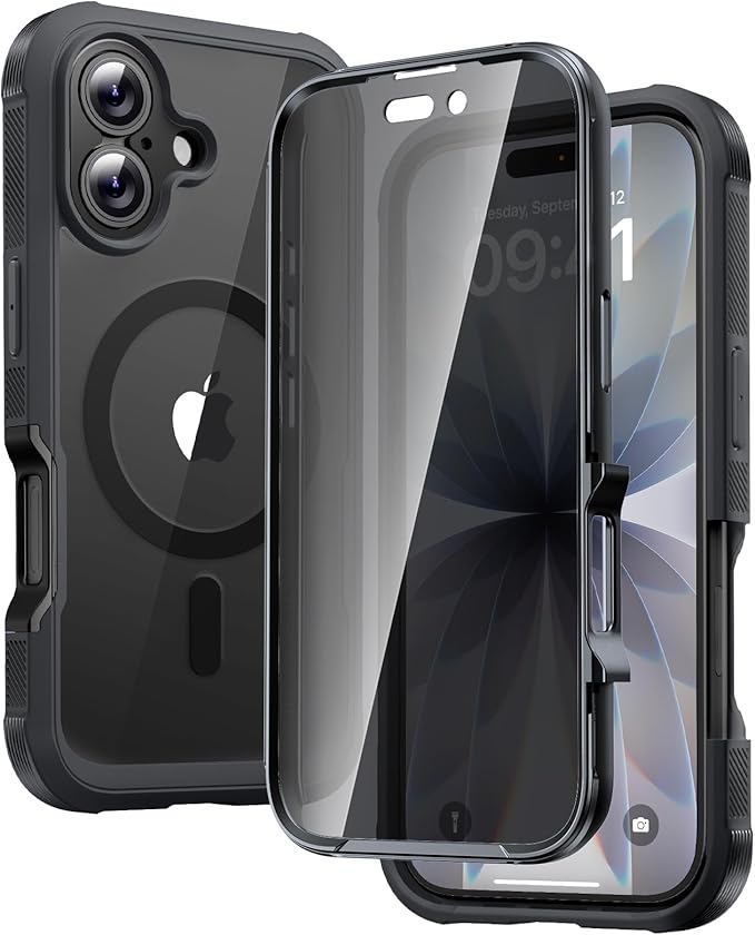 Diaclara Magnetic Designed for iPhone 17 Case 6.3'' [Full Camera Protection] Full Body Bumper,[Compatible with MagSafe] Phone Case w/Built-in Privacy Screen Protector,Black