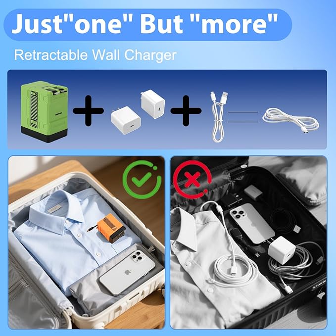 2 in 1 GaN Charger 120w, New Scalable Retractable 120w Fast Charger Module, All in 1 Foldable Charging Adapter Wall Plug for Phone, Tablet, Laptops (Black)
