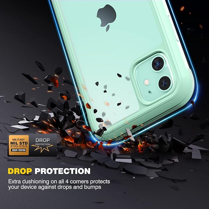 Diaclara Compatible with iPhone 11 Case, Full Body Rugged with Built-in Touch Sensitive Anti-Scratch Screen Protector, Soft TPU Bumper Case Clear Compatible with iPhone 11 6.1" (Pistachio Green)