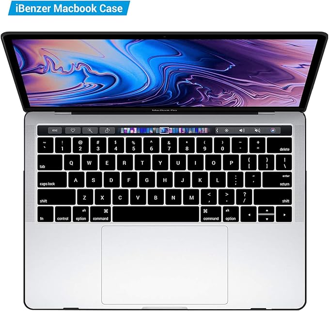 IBENZER Compatible with MacBook Pro 15 Inch Case 2019 2018 2017 2016 A1990 A1707, Hard Shell Case with Keyboard Cover & Type C Adapter for Mac Pro 15 Touch Bar, Black, T15BK+1TC A