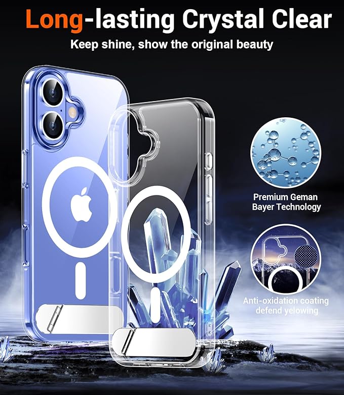 Magnetic Compatible with iPhone 16 Plus Case, [Built-in Invisible Kickstand][Compatible with MagSafe] [Military Grade Shockproof] Slim Thin Phone Case for iPhone 16 Plus 6.7"
