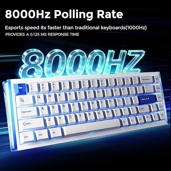 DAREU COOL68 60% Wired Gaming Keyboard, Rapid Trigger Magnetic Switch Keyboard with 8000Hz Polling Rate, Adjustable Actuation, 0.1ms Latency, SOCD, Gasket Mount, Hot swappable, RGB Light