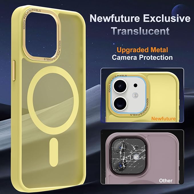 Newfuture Designed for iPhone 11 Case with Strong Magnetic [13 FT Military Drop Protection] [Compatible with Magsafe] Slim Translucent Matte Shockproof with Anti-Fingerprint Phone Case, Yellow