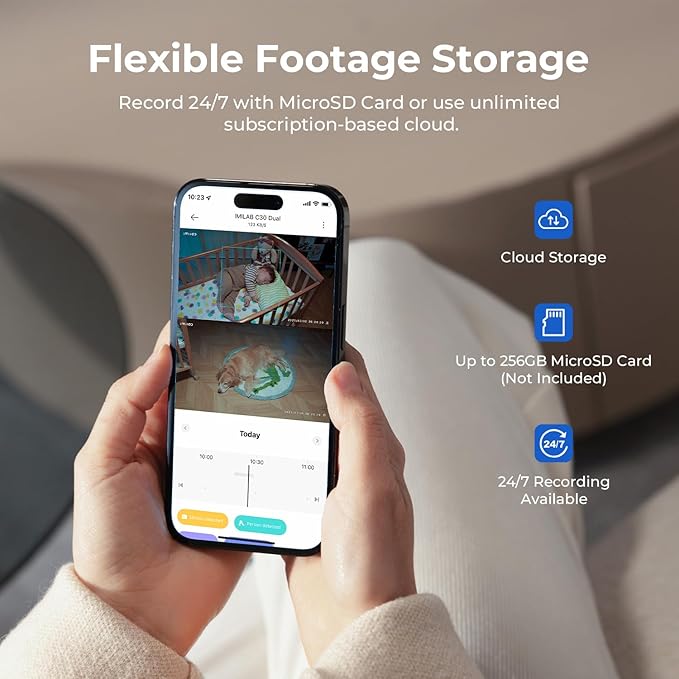 IMILAB 3K+3K Security Camera Indoor, Dual Lens Pet/Dog/Baby Camera with Xiaomi Home App, 2.4G/5G WiFi Plug-in Room Cam, Color Night Vision, Human Track, Two-Way Audio, No Subscription(C30 Dual)