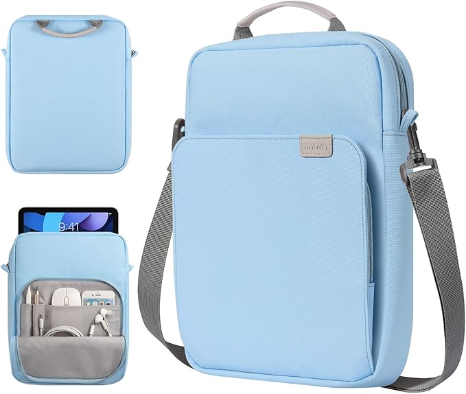 TiMOVO 9-11 Inch Tablet Sleeve Bag with Shoulder Strap for iPad 11-inch A16 2025, iPad 10th Gen. 10.9"/10.2", Galaxy Tab A9+/A11Plus 11", Light Blue
