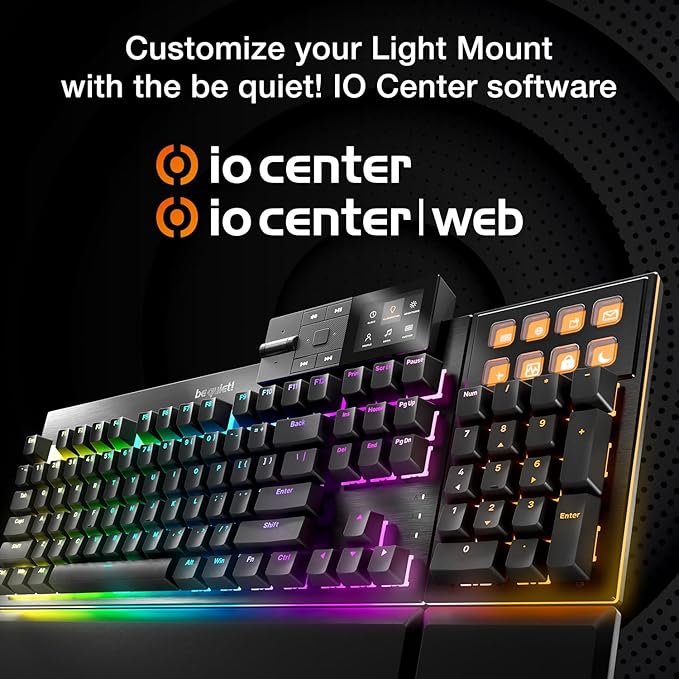 be quiet! Light Mount Mechanical Keyboard | Linear | Hot-Swappable Lubricated Silent Switches | 3D Media Wheel | ARGB Keyboard | Quality PBT Double-Shot Keycaps | Programmable | BT003US