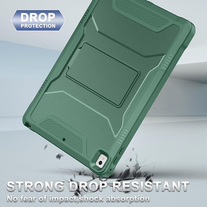 Soke Case for iPad 6th/5th Generation 9.7 Inch 2018/2017,with Built-in Screen Protector and Kickstand, Rugged Full-Body Heavy Duty Protective Cover for Apple iPad Air 2 /Pro 9.7 - Midnight Green