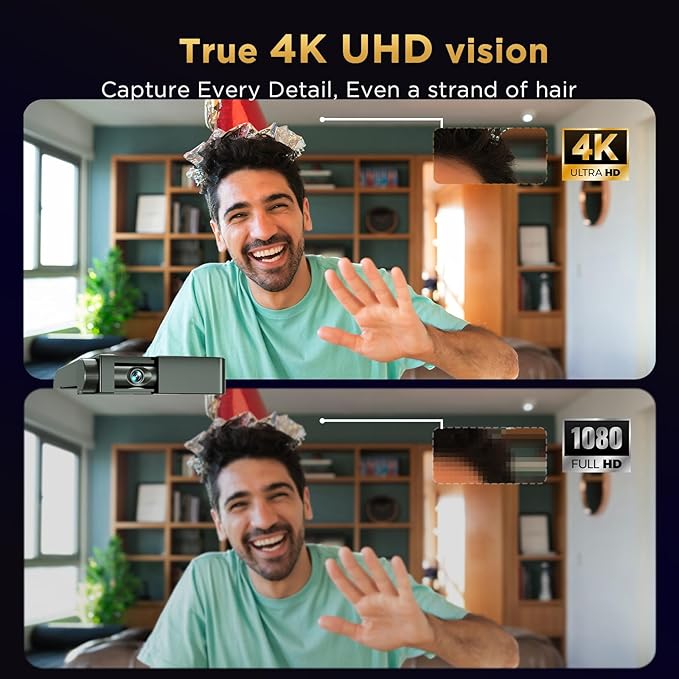 4K Webcam - 1/2.55" Sensor, Dual Autofocus, Digital Microphone, Metal Unibody Sculpted Mini Web Cam for Laptop/PC/Mac, Plug & Play, Privacy Cover, Remote, Streaming Camera for Live Meeting (Black)