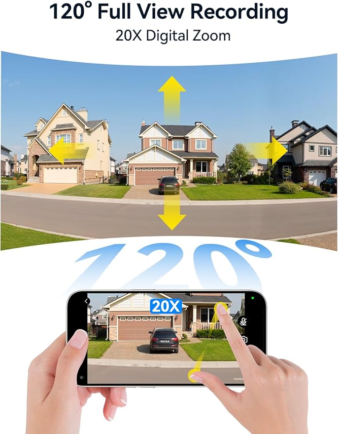 FOSCAM 4K 8MP Security Cameras Wireless Outdoor, 5GHz&2.4GHz WiFi Surveillance Camera for Home Security Outside, 120° FoV, 20x Digital Zoom, AI Detect Human/Vehicle, 66FT Color Night Vision, IP66