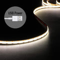 dephen 5V USB LED Light Strip 4.9ft, 480LEDs Daylight Dotless COB String, Flexible and Cuttable Rope Lighting, CRI 90, Self Adhesive Tape for TV Backlight, Bedroom, Cabinet, Mirror, DIY