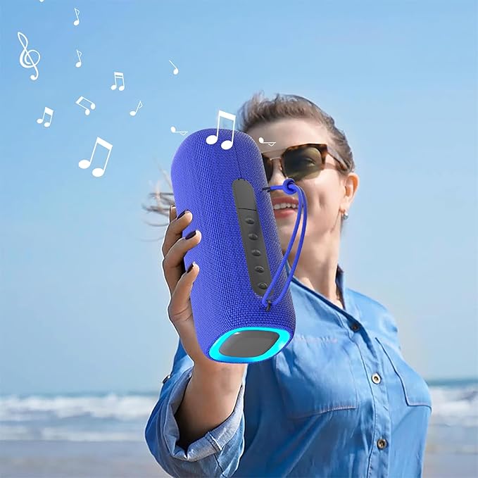 PEICHENG Bluetooth Speaker, Portable Wireless Clear Loud Stereo Sound IPX5 Waterproof with RGB Lights BT5.3 Long Playtime TWS Pairing,for Home Party Outdoor Beach,Great Gift Choice (Blue)
