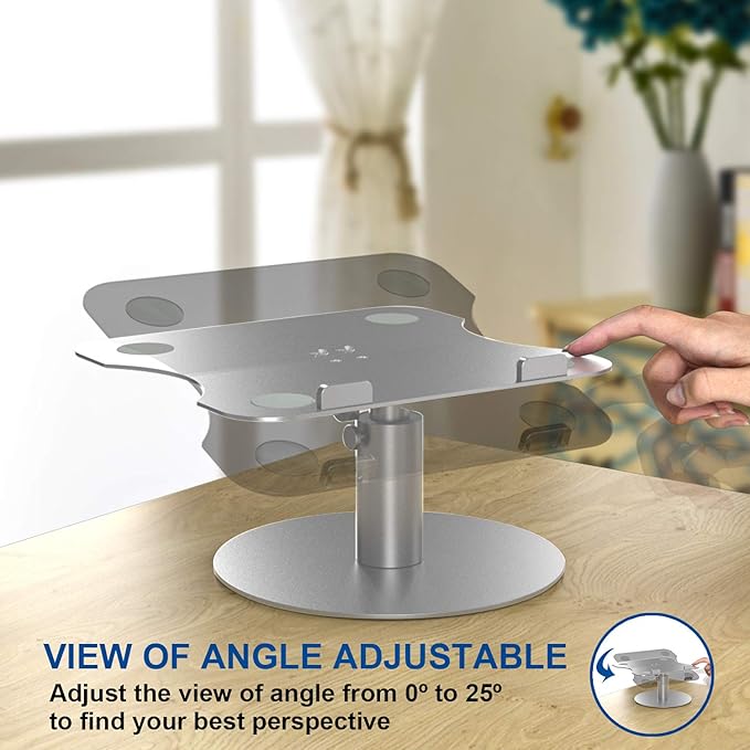 Adjustable Laptop Stand, Aluminum Laptop Riser, Multi-Angle Height Adjustable 360°Rotation Notebook Stand Desktop Holder Compatible with Mac MacBook Pro Air, Lenovo, Dell XPS, HP(10-17")
