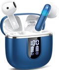 Wireless Earbuds, 2025 Bluetooth 5.4 Headphones in Ear buds, 40H HiFi Stereo Bluetooth Earbuds with 4 ENC Noise Cancelling Mics, IP7 Waterproof Ultralight Earphones with Dual LED Display USB C, Blue