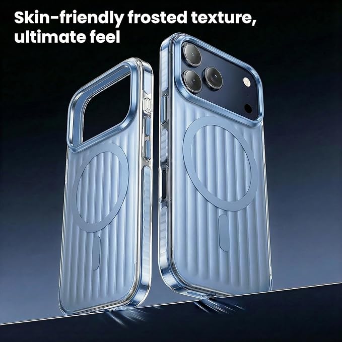 Magnetic Cooling Case for iPhone 17 Pro Max, with Air Vortex Heat Dissipation Technology, Anti-Fingerprint, Fit for MagSafe, Military-Grade Bumper, Included Camera Lens & Screen Protector,Light Blue