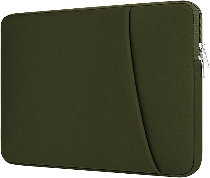 Laptop Sleeve Case with Zipper Accessory Pocket Compatible with 15.6 inches HP Dell Asus Lenovo Padded Computer Pouch Cover Shockproof Protective for 15.6” Laptop/Chromebook/Tablet,Green