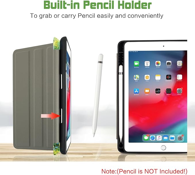 for iPad Air 2/1 Case 2014/2013, for iPad 5Th/6Th Generation Case 2017/2018, Slim fit iPad Cases 5th/6Th Generation 9.7-inch, 4 Viewing Angles & Typing Stand & Pencil Holder, Water Lilies