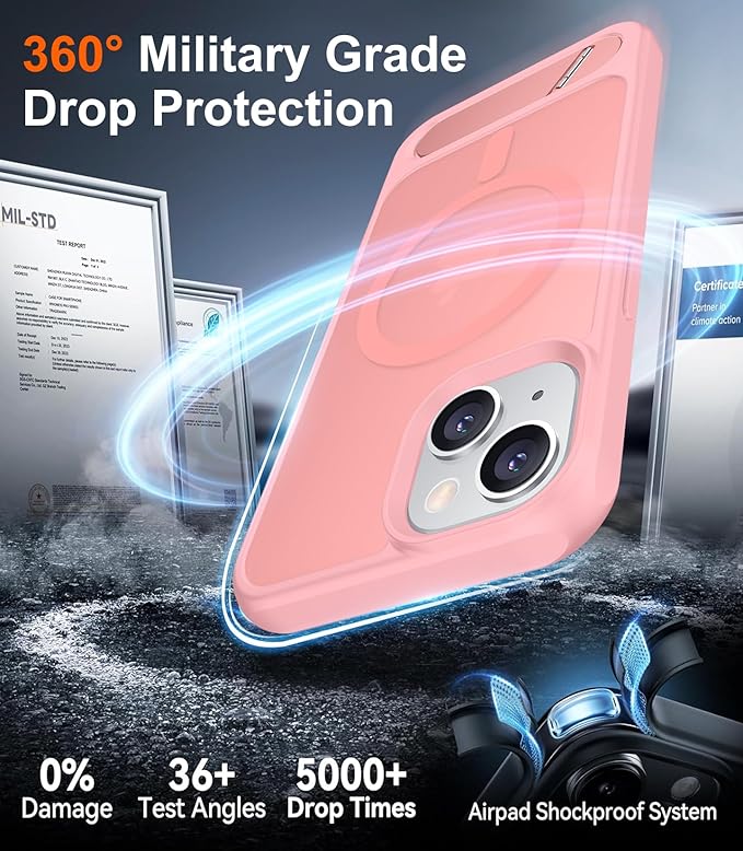 Magnetic Compatible with iPhone 15 Plus Case & iPhone 14 Plus Case, [Built-in Invisible Kickstand][Compatible with MagSafe][Military Grade Shockproof] Slim Translucent Matte Phone Case 6.7"