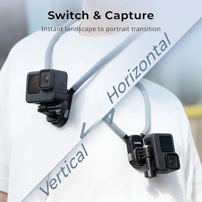 SMALLRIG Magnetic Neck Mount for Action Camera, Quick Release One-Click Button & Ergonomic Design, for GoPro Hero 12/11/10/9, for DJI OSMO 360/Nano/Action 6/5 Pro/4, for Insta360 Ace Pro 2-5126