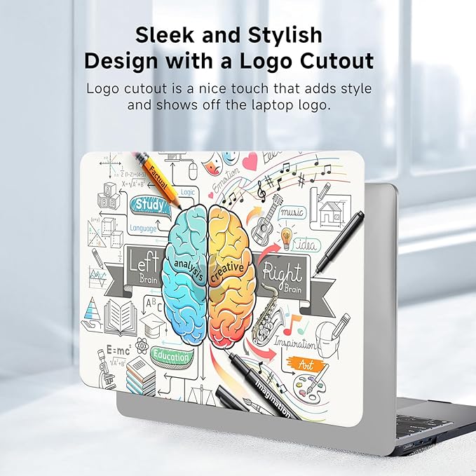 Funut for MacBook Air 13 inch Case M5 M4 M3 M2 2026 2025-2022 A3449 A3240 A3113 A2681, Funut Plastic Laptop Hard Shell Case & Keyboard Cover for M5 MacBook Air 13 inch, 11Cartoon Brain