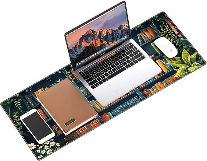 Galdas Gaming Mouse Pad XXL XL Large Long Extended Big Mousepad Non-Slip Rubber Keyboard Mouse Pad with Stitched Edges for Laptop Home Office (31.5x11.8x0.08 Inch) -Books
