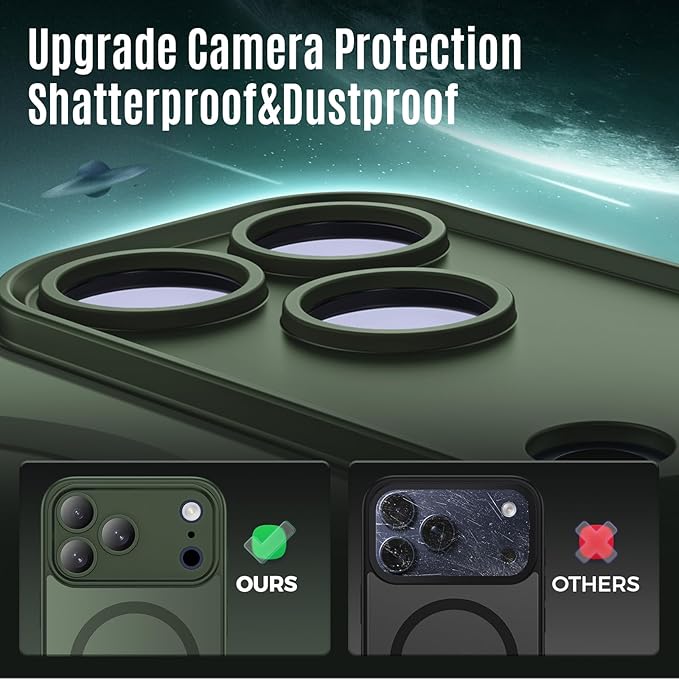 Symcele Designed for iPhone 17 Pro Max Case, Compatible with MagSafe, [Camera Protection] [15FT Military Drop Protection] Shockproof Translucent Matte Anti-Slip Phone Case, 6.9", Alpine Green